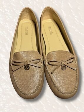 Michael Kors Everett Moc Pebbled Leather Loafers - DK Khaki - 7.5M